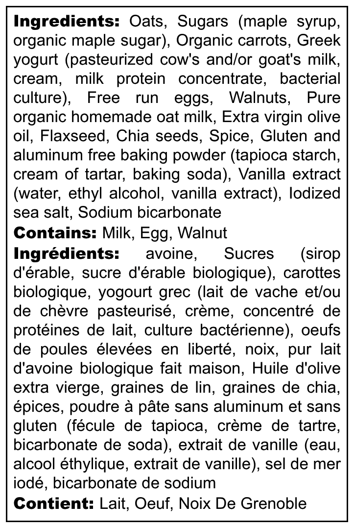 Carrot with Walnuts and Raisins Muffin (whole wheat)