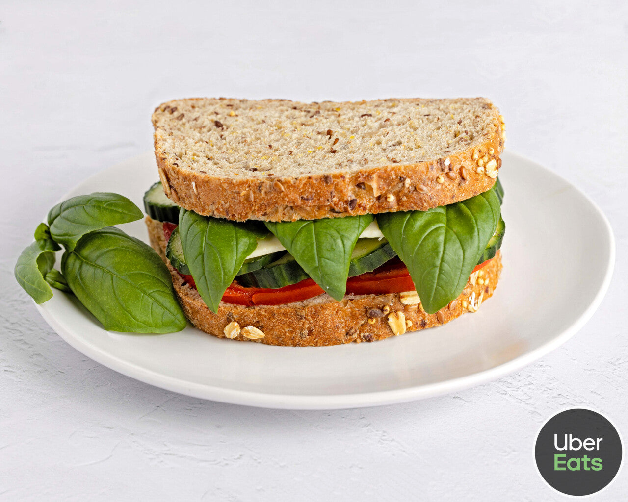 Cucumber, Tomato and Basil on Sourdough Rye (vegan)