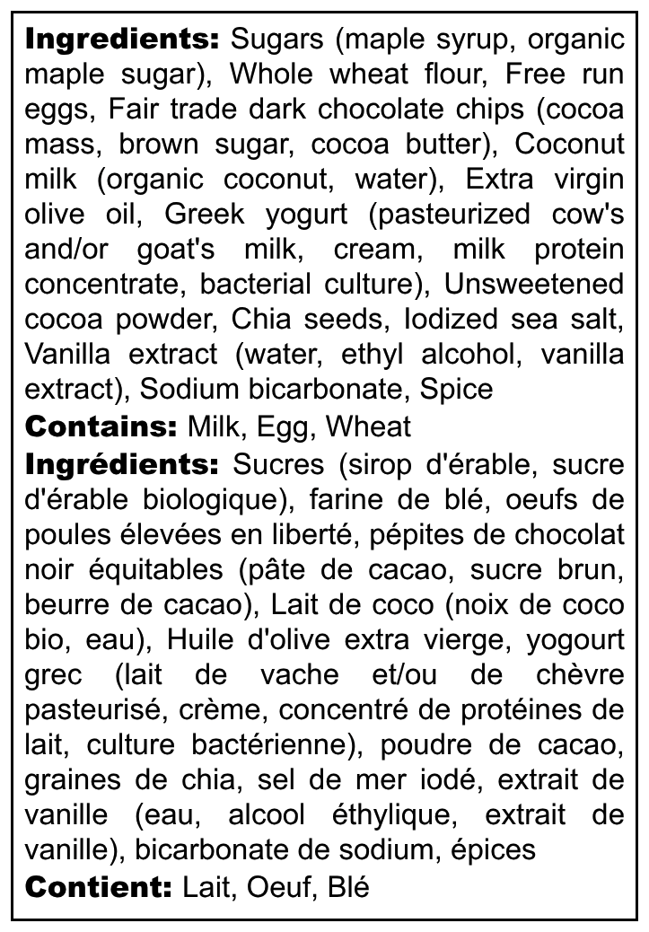 Double Dark Chocolate Chip Muffin (whole wheat)