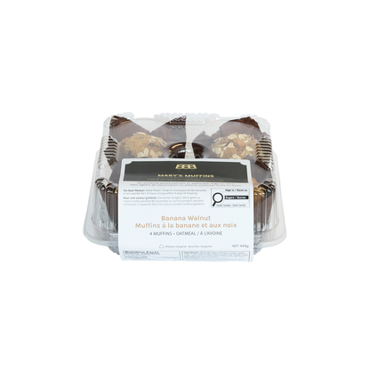 Banana Walnut Muffins | Oatmeal - Retail Case of 6 × 4-Pack Clamshells