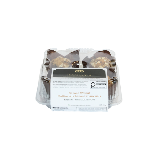 Banana Walnut Muffins | Oatmeal - Retail Case of 6 × 4-Pack Clamshells