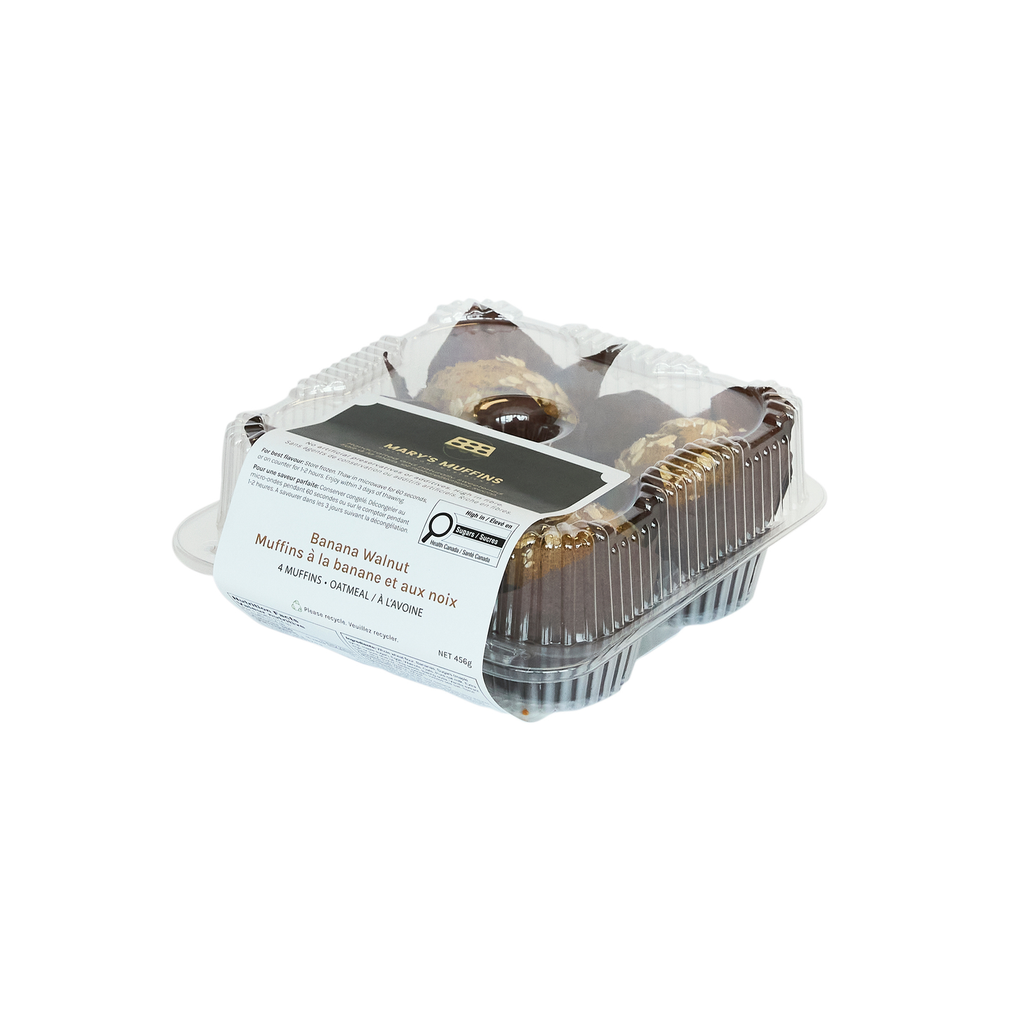 Banana Walnut Muffins | Oatmeal - Retail Case of 6 × 4-Pack Clamshells