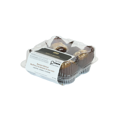 Banana Walnut Muffins | Oatmeal - Retail Case of 6 × 4-Pack Clamshells