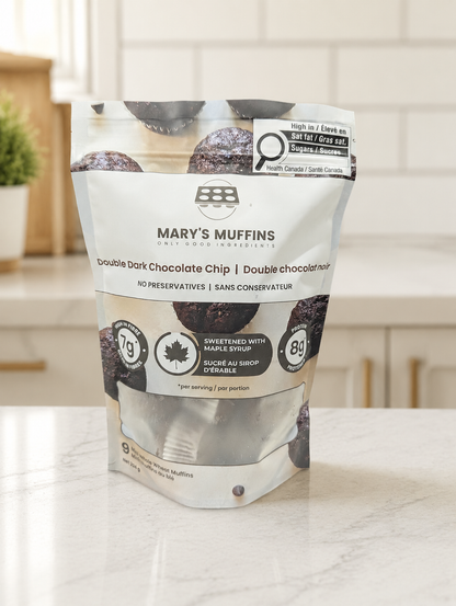 Double Dark Chocolate Chip Muffins | Retail Case of 8 × 9-Pack Mini-Muffin Pouches