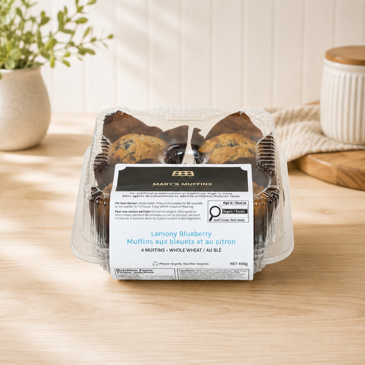 Lemony Blueberry Muffins | Retail Case of 6 × 4-Pack Clamshells
