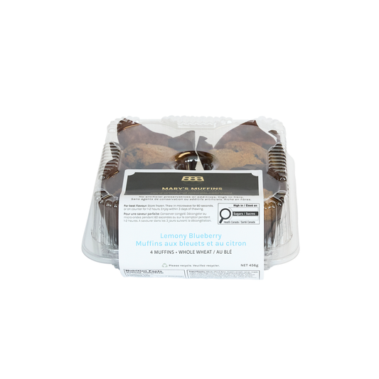 Lemony Blueberry Muffins | Retail Case of 6 × 4-Pack Clamshells