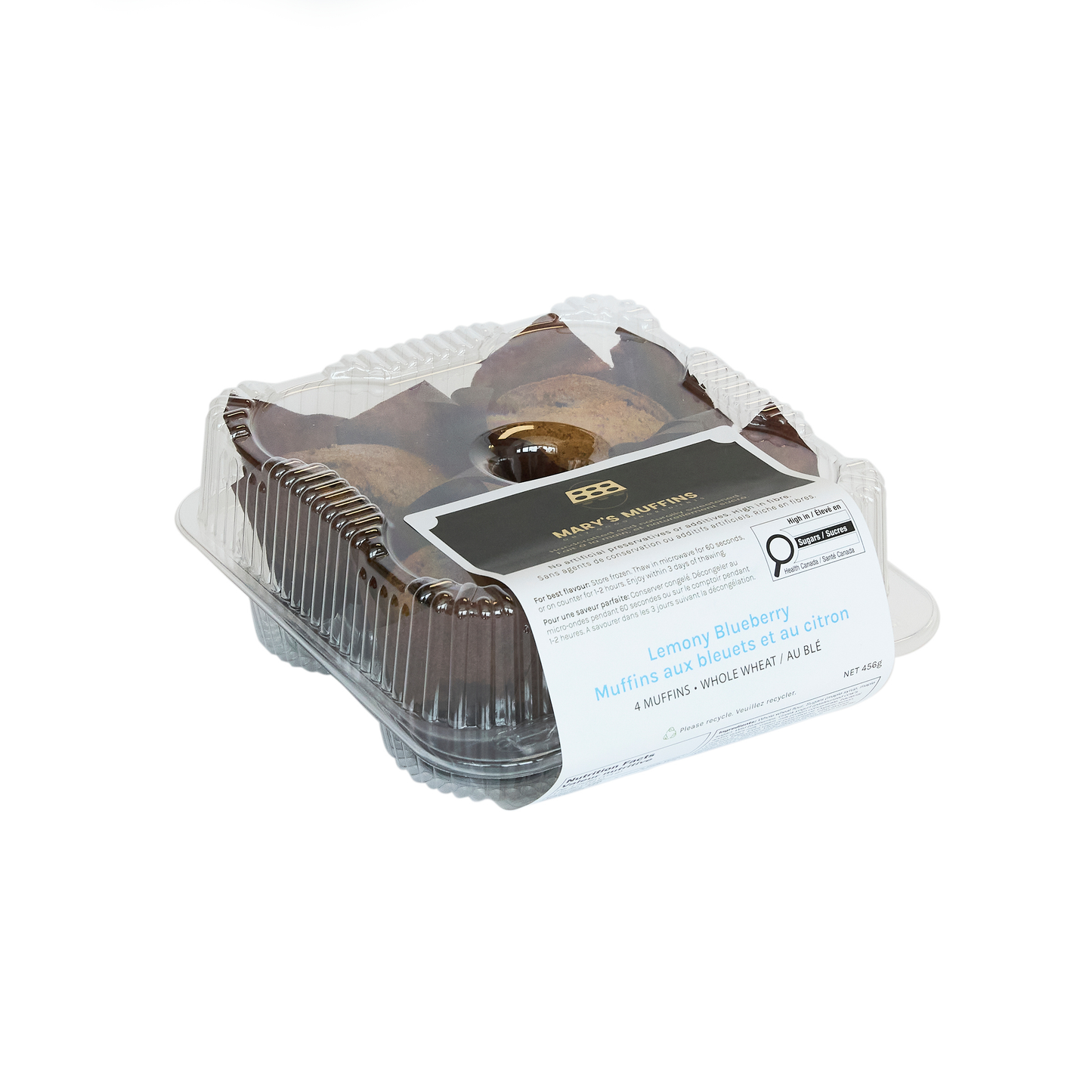 Lemony Blueberry Muffins | Retail Case of 6 × 4-Pack Clamshells